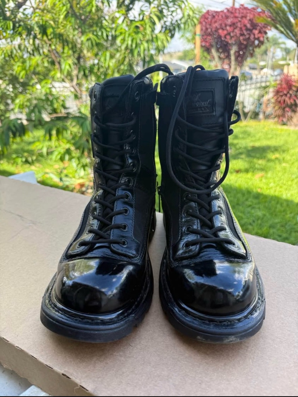 Classic Black Patent Leather Men's Lace-Up Boots